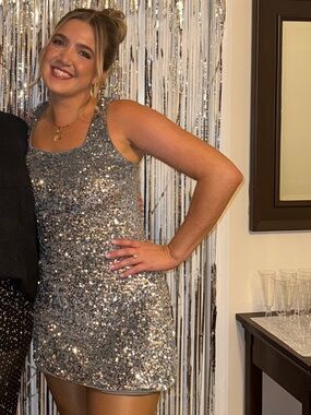 Princess Polly Miss Me Sequin Mini Dress Silver